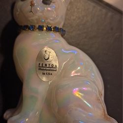 Fenton Art Glass Calendar Cat figurine. These figurines were produced between 1992 and 2001 . September. 3 3/4 Inches.