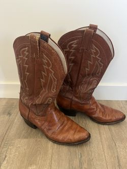Vintage Panhandle Slim Cowboy Western Leather Lizard Skin Boots Men's
