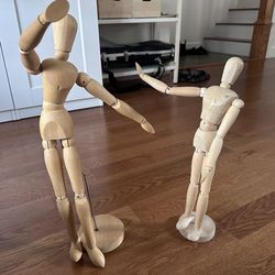Two wooden drawing armatures
