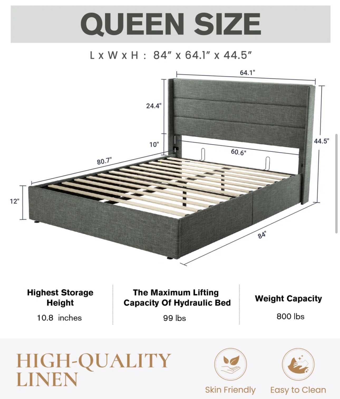 Queen Size Storage Bed Frame (comes With Mattress) 