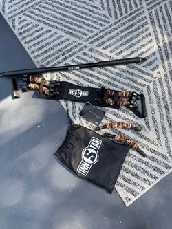 INNSTAR Bench Press & Push-Up Resistance Band Set with Workout Bar – Desert Camo (200 lbs)