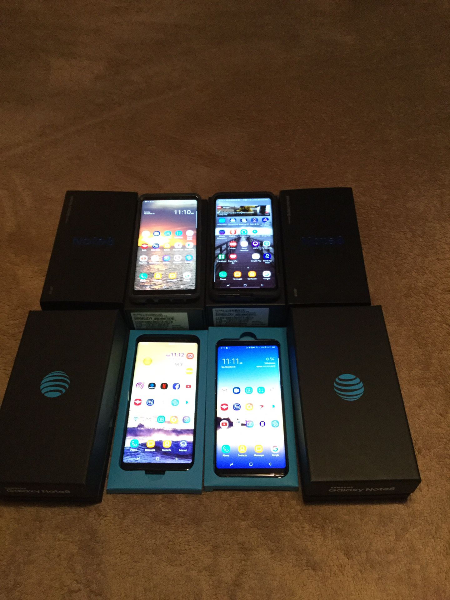 1 Verizon Samsung Galaxy Note 8\ 2 AT&T Samsung Galaxy Note 8 Phones