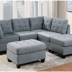 6 PC SET GREY LINEN-LIKE FABRIC  NEW IN BOX ☎️ 1714586,2564 