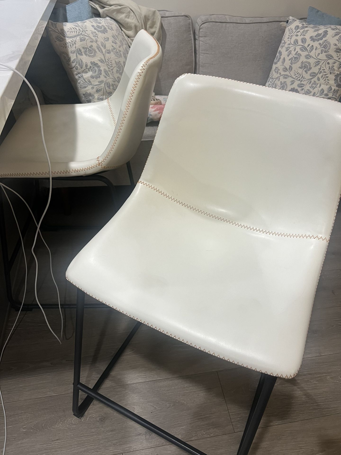 2 White 22” Bar Stools