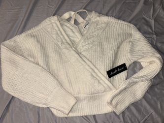 NWT Derek Heart Criss Cross Back Ivory Sweater