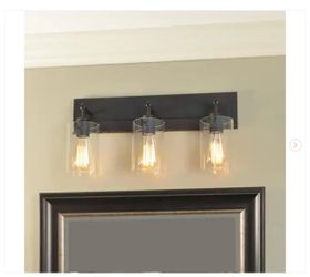 Hampton Bay Regan 21 in. 3-Light Espresso Bronze Vanity Light with Clear Glass Shades - New
