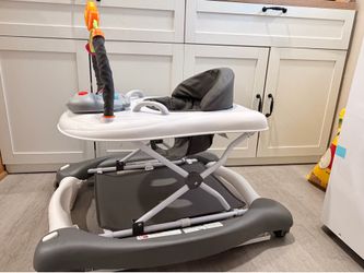 4) Andador de bebé, 5 en 1 para niños y niñas de 6 a 12 meses con gorila, reposapiés extraíble, bandeja de alimentación y música, caminador de activid