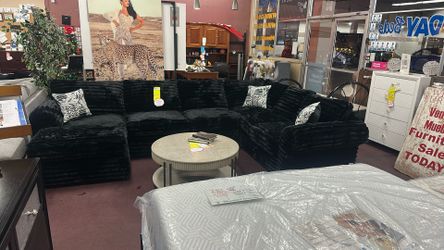 Black Corduroy Sectional 