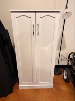 White Storage Cabinet With Double Doors