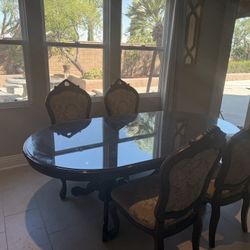 Elegant Oval Dining Table Set with 4 Chairs + Glass Top Included