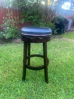 Dark espresso Swivel Bar Stool with Black Cushion