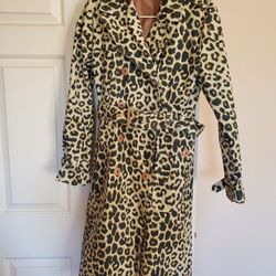 LEOPARD PRINT COTTON STYLE PORTFOLIO RAIN/TRENCH COAT 