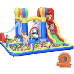 Baralir Inflatable Bounce House with Water Slide – Backyard Inflatable Water Park with 4 Sprinklers, 2 Splash Pools, Fits 5 Kids