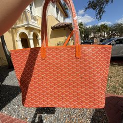 large  tote shoping bag orange 