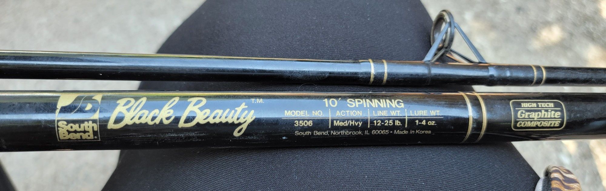 South Bend Black Beauty 10" Spinning Rod 1225lb MedHeavy Duty Fishing