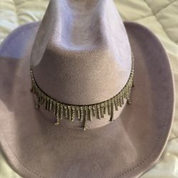 Brand New lavendar Cowboy Hat With Rhinestone Fringe 
