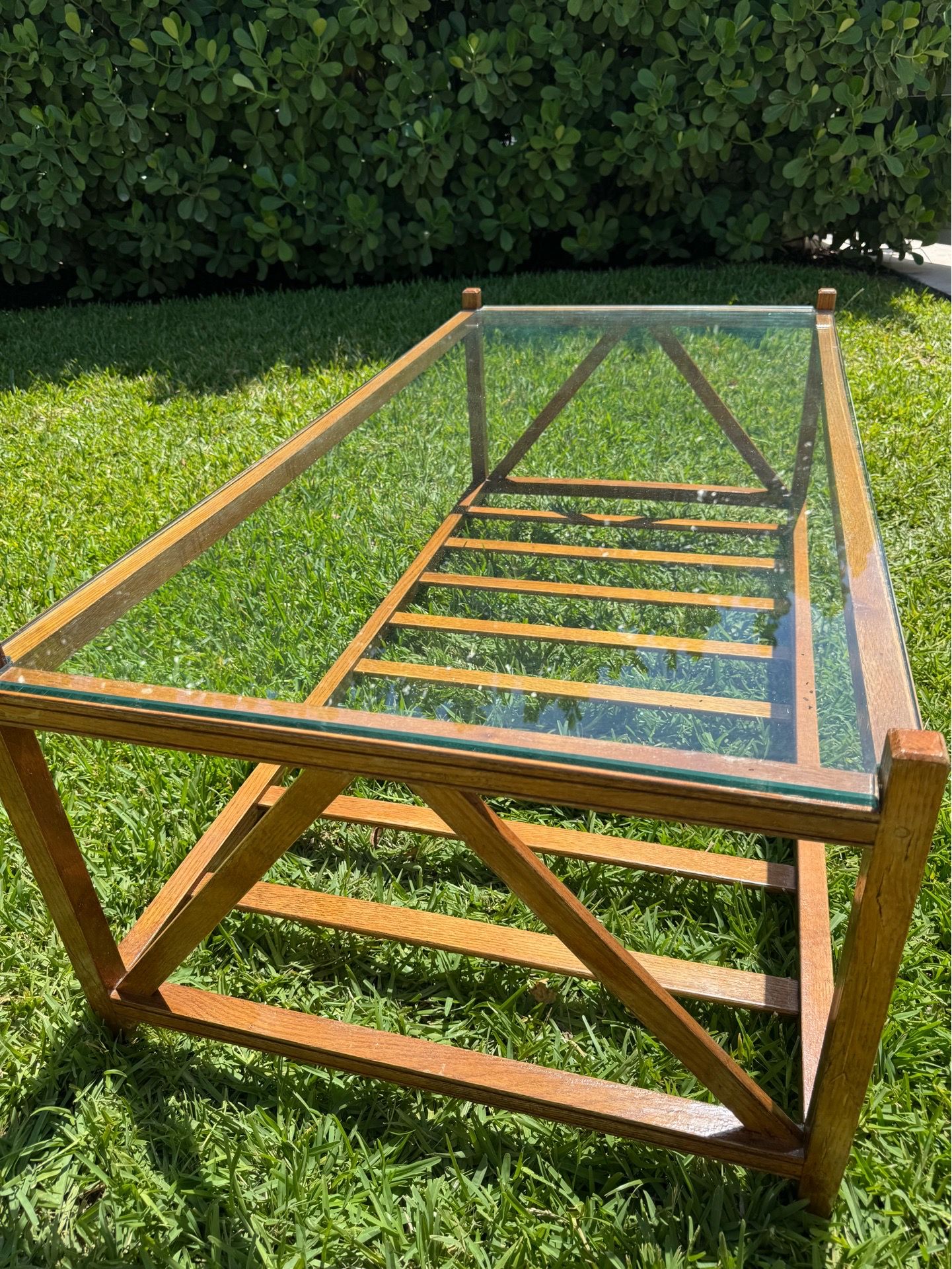 Glass Top Wooden Coffee Table