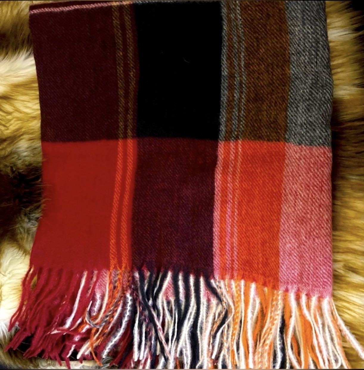 NEW Silk Touch Big Check Shawl