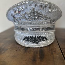 Silver/black Rhinestones Party Hat