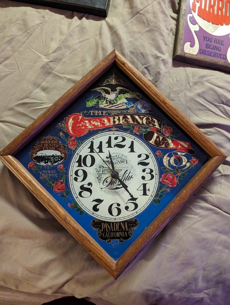 Vintage Glass Wooden Clock