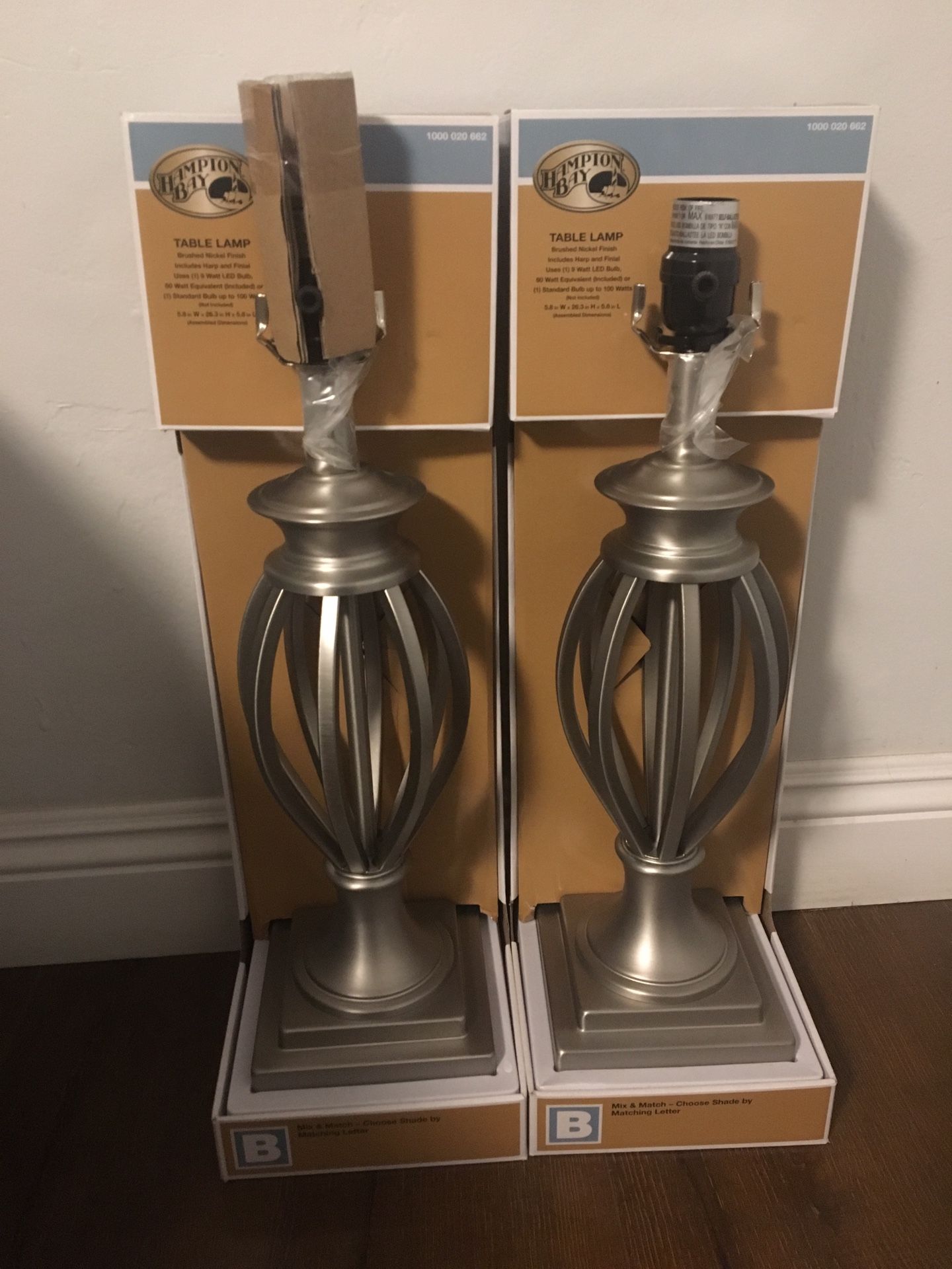 Set of 2 Brushed Nickel Table Lamps Lampara De Mesa home depot with lamp shades