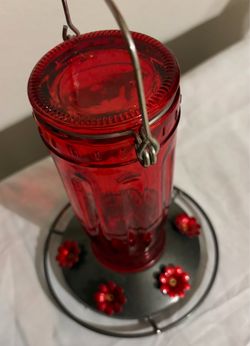 Red Glass Hummingbird Feeder