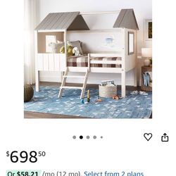 Twin House Bed for Kids low loft