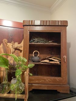 Antique Wooden Cabinet Vintage Wood Medicine Cabinet Wall Shelf