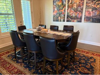 Dining table w/8 leather chairs