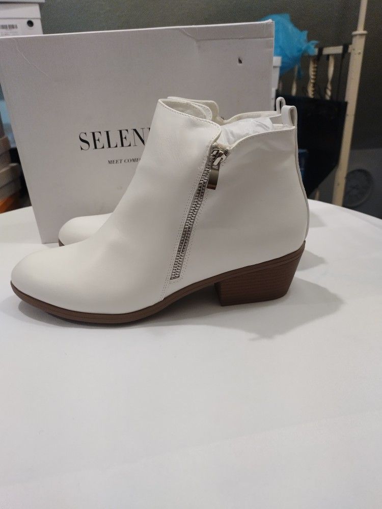 SelenePair Women's Classic Stacked Heel Ankle Boots Fashion Round Toe Suede...