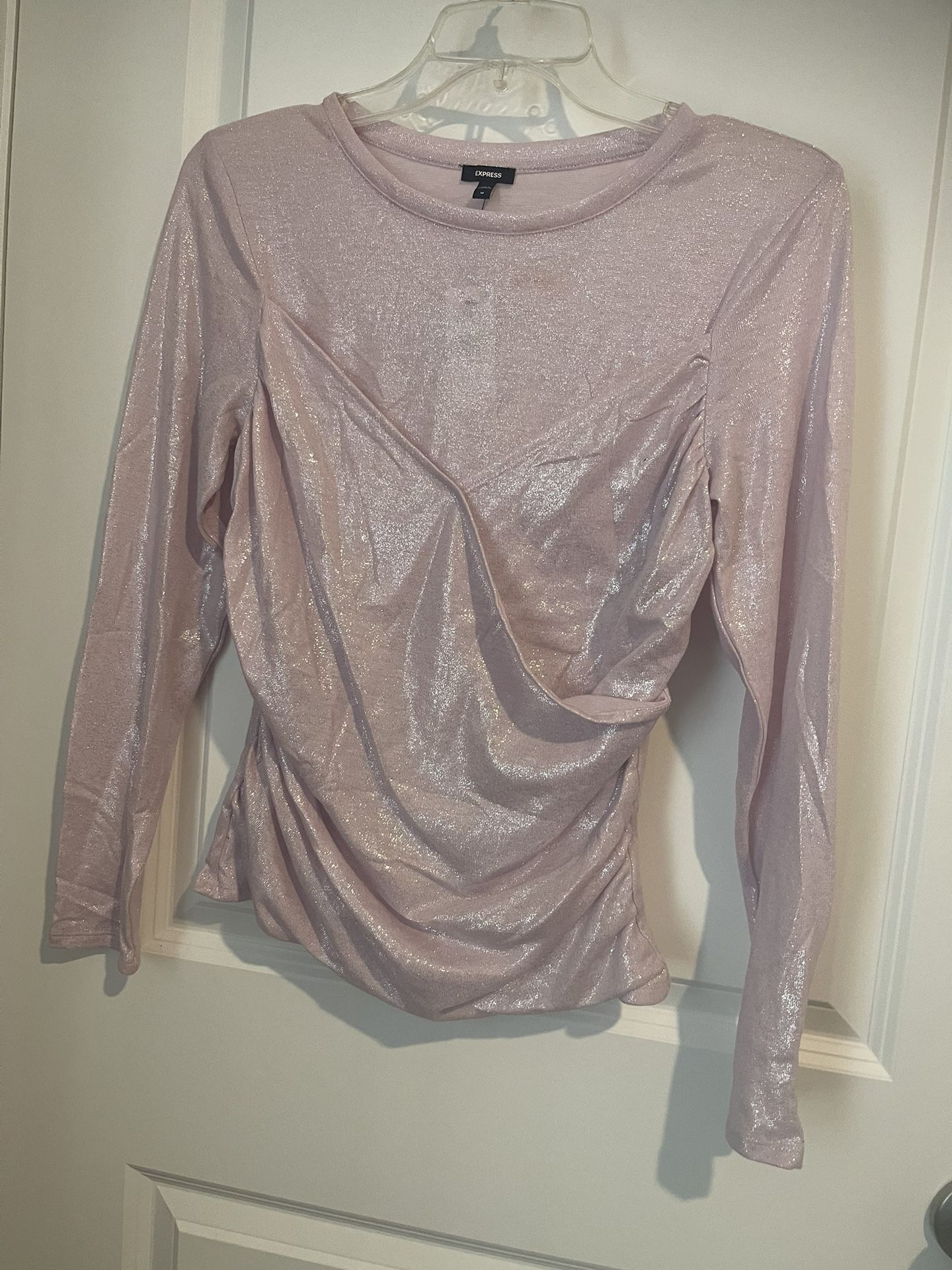 NWT Express Size M Lavender Shimmer Long Sleeve Top