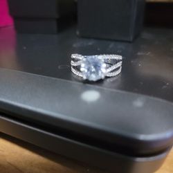 Size 7 White Sapphire Sterling Silver Engagement Ring