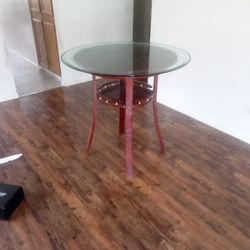 Tall Wood Table With Class Top