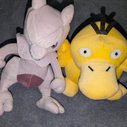 Pokemon Plushies Mewtwo & Psyduck 