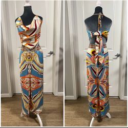 Multi-Color Satin 2 piece pants set.