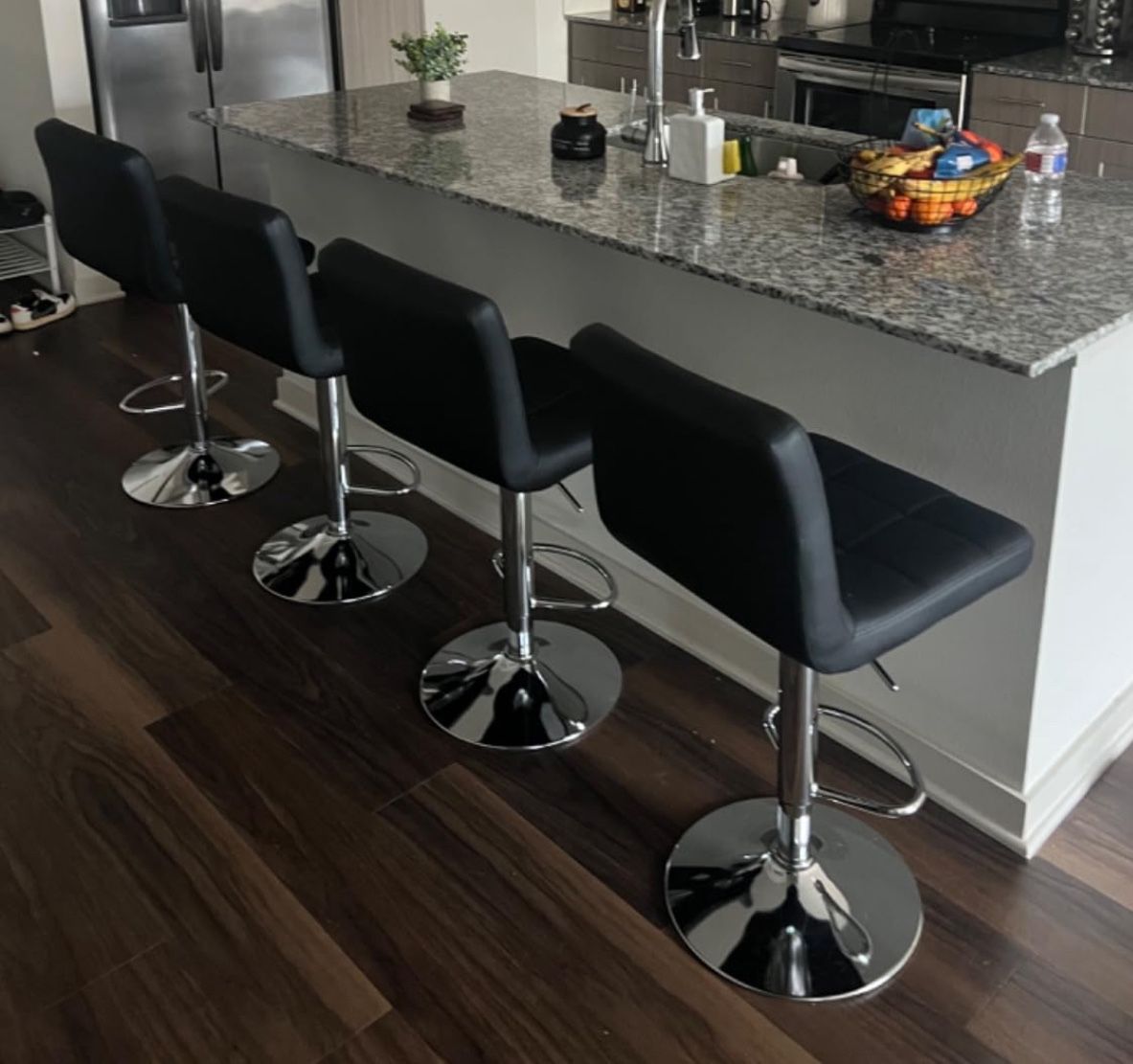 4 Barstools-Black Adjustable Height