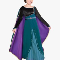 Disney Frozen 2 Queen Anna Halloween Costume for Girls, Includes Dress, Cape