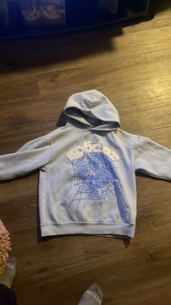 Baby blue rhinestone sp5der hoodie size S
