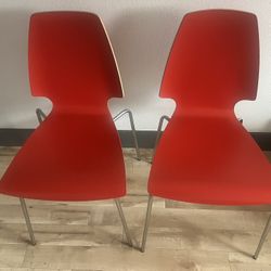 vintage red IKEA Vilmar chairs