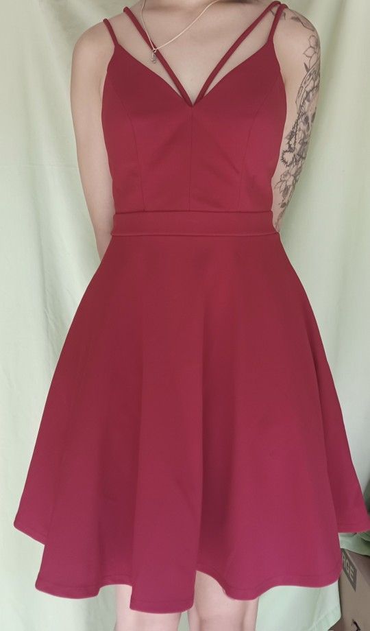 Junior Sz 3 Red 4 Strap A-line Short Dress