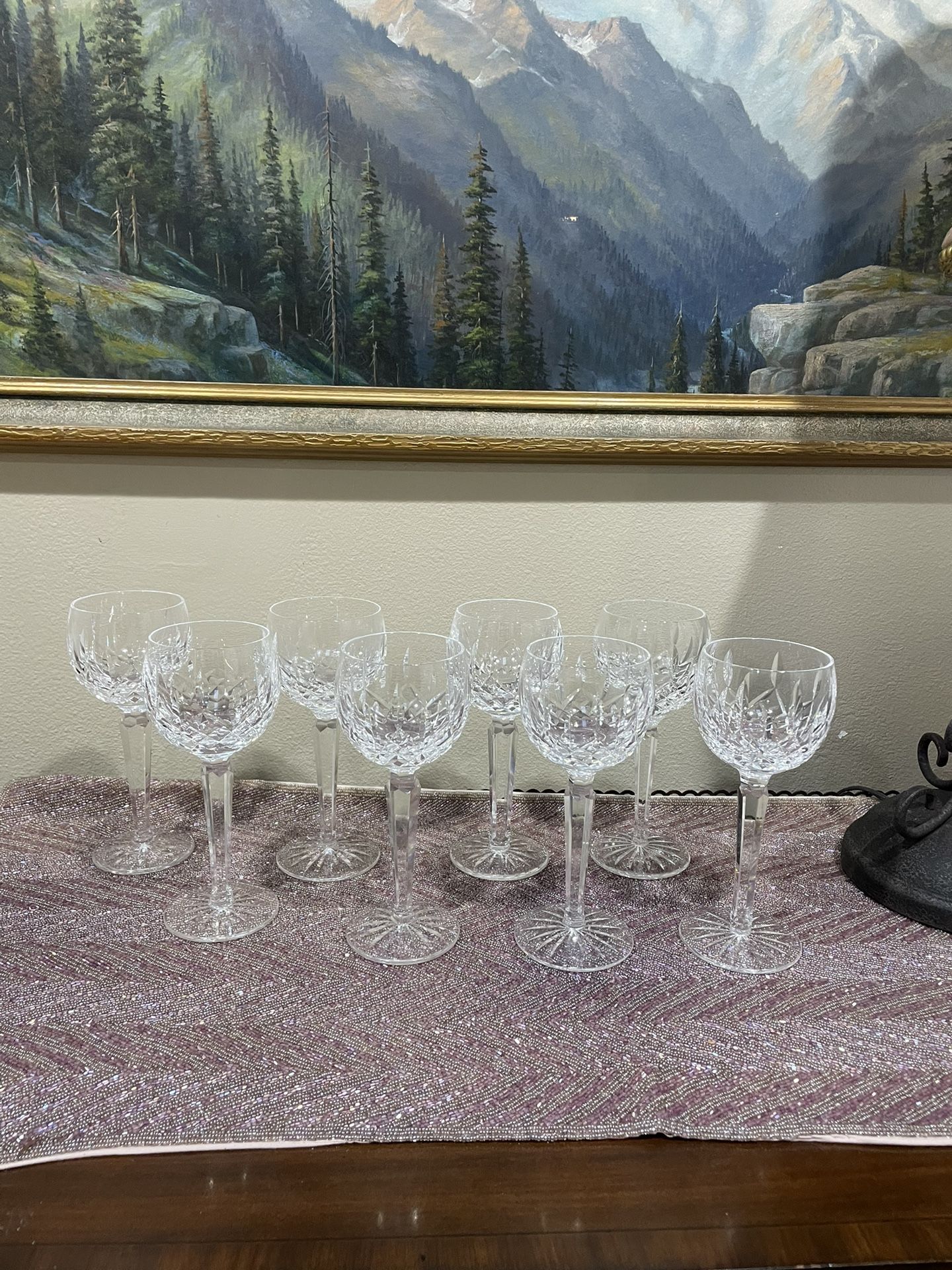 Waterford Lismore Crystal Hock Wine Glasses Set of 8