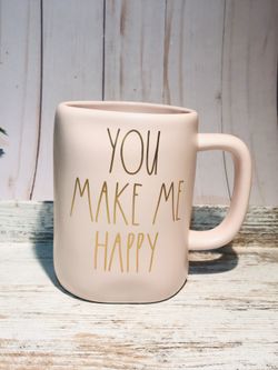 Rae Dunn  You Make Happy  Mug Pink