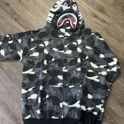 Bape Shark Zip Up Hoodie Camo Black 