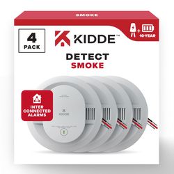 KIDDE HARDWIRED SMOKE DETECTOR, 10-YEAR BATTERY BACKUP, INTERCONNECTABLE 4 Pack