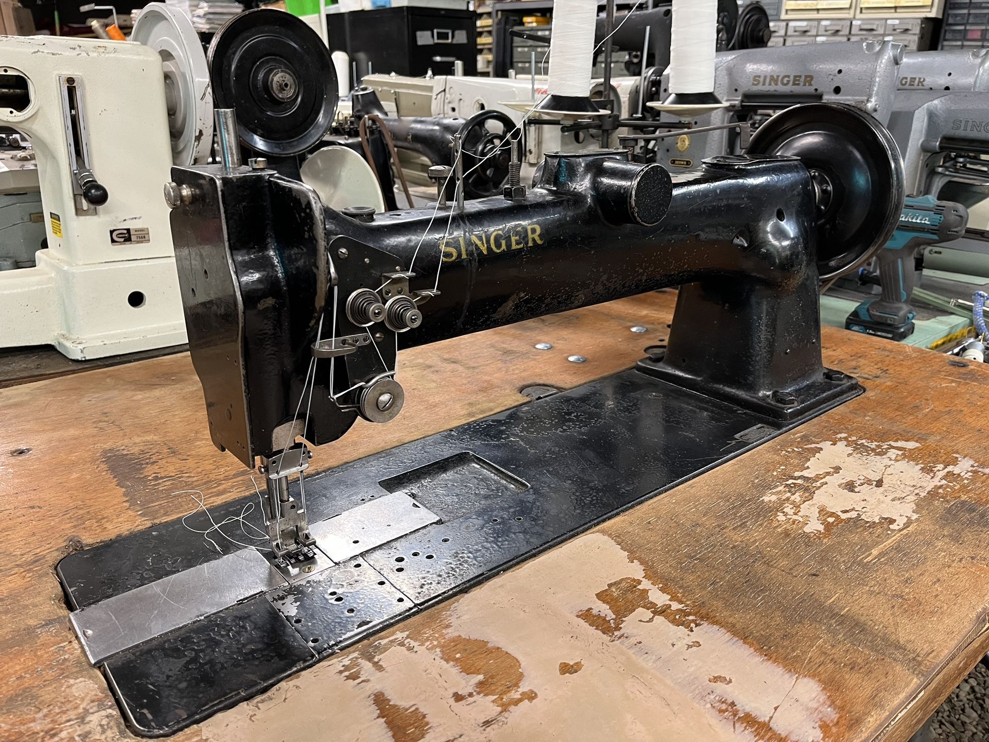 Long Arm Sewing Machine Double Needle Walking Foot Extra Heavy Duty