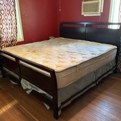 Dark Wood Kal King Bed Frame / No Mattress 