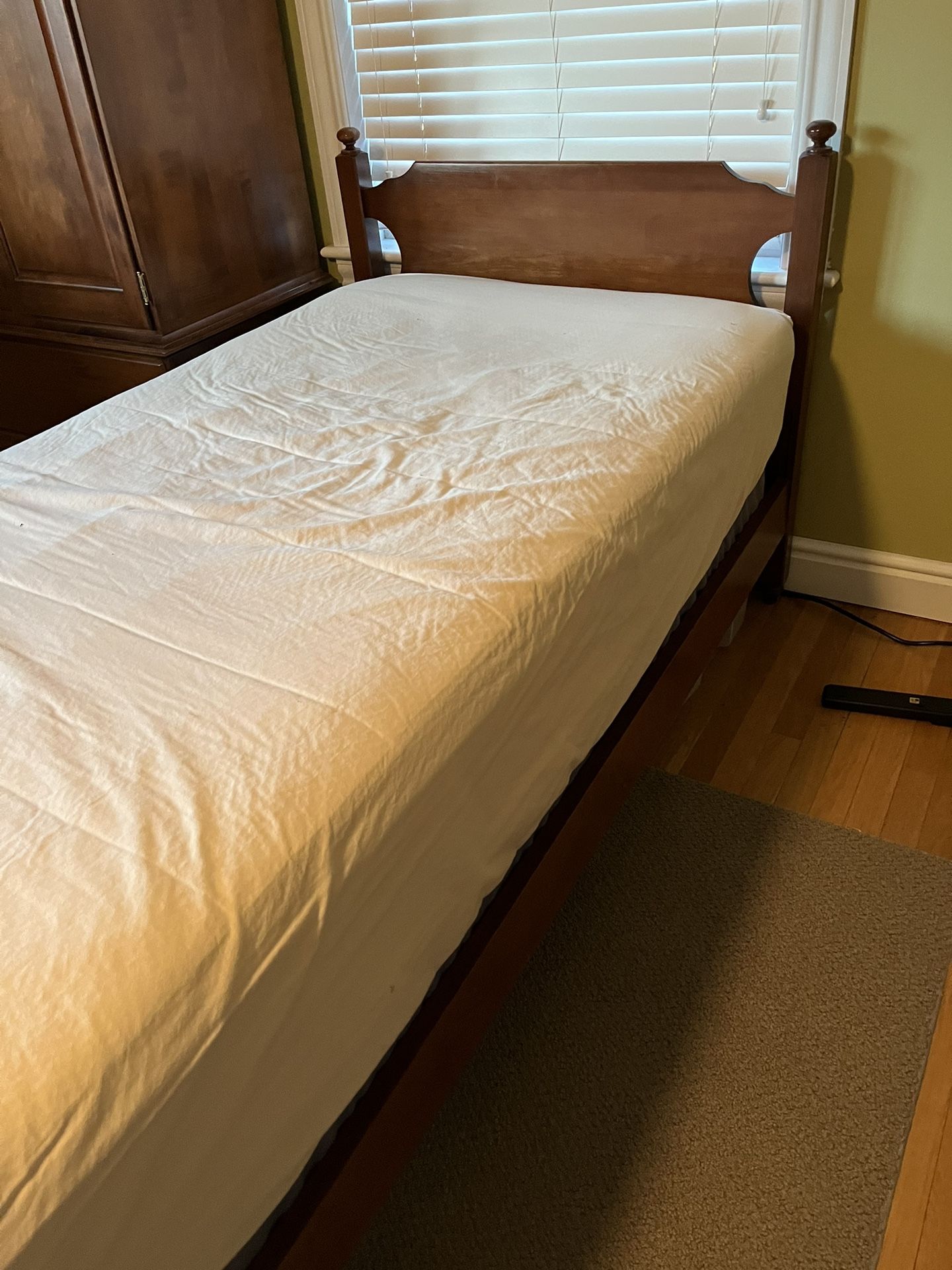 Solid Maple Moosehead Twin Bed Mattress Box Spting And Night Stand for