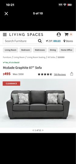 Living Spaces Gray Sofa