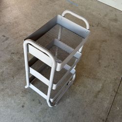 Grey 3-Tier Metal Rolling Utility Cart - Like New