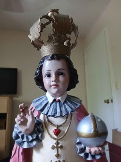 Vintage Catholic Infant Jesus Of Prague Statue Wood Composition 19.5"H *100.00* Home Decor Religion